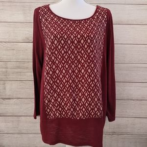 Lucky Brand top size large, red and white diamonds